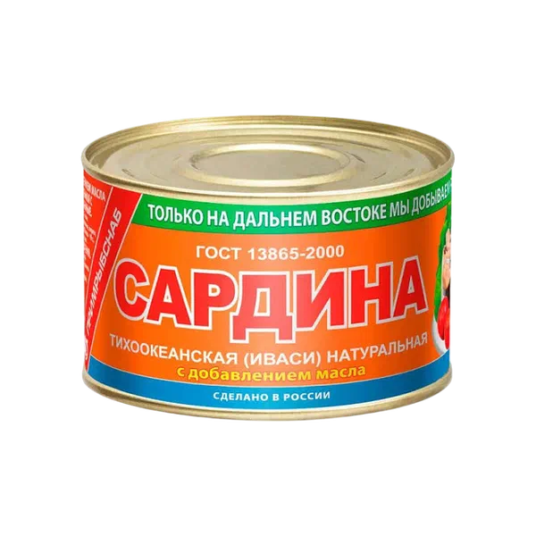 Сардина Примрыбснаб иваси тихоокеан.в масле 250г ж/б