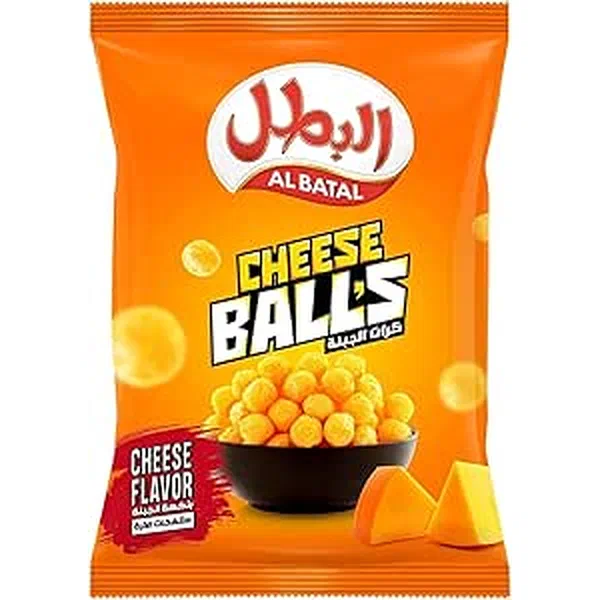 AL BATAL SAVORY CHEESE FLAVORED CORN BALLS 100G BAG