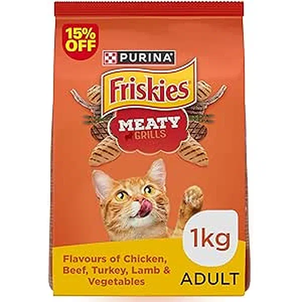 FRISKIES MEATY GRILLS SAVORY BEEF AND CHICKEN DRY CAT FOOD 1KG