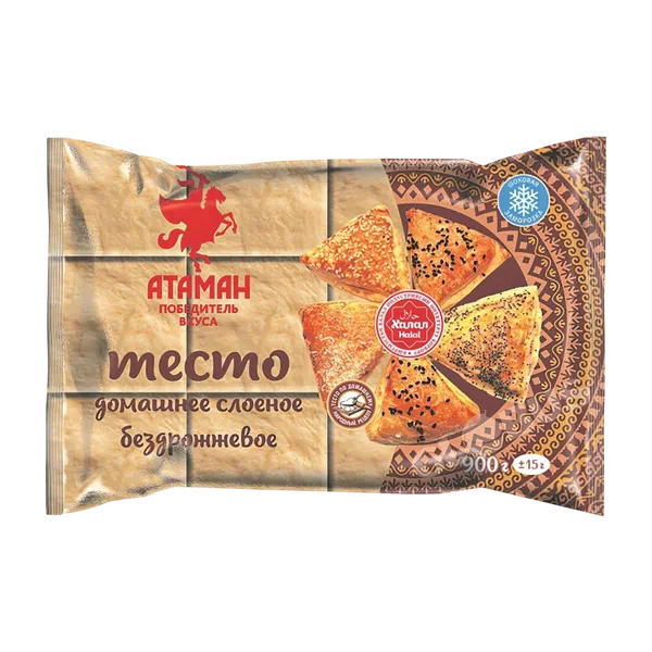 Тесто Атаман Домашнее слоеное б/др 900г
