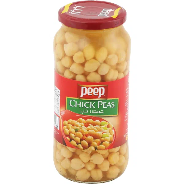 PEEP PREMIUM WHOLE CHICKPEAS IN GLASS JAR 580G