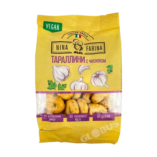 Сушки тараллини Nina Farina с чесноком 180г KDV Россия 24