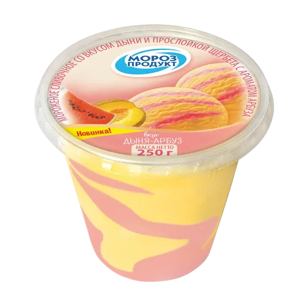 Мороженое Морозпродукт Сливочное со вкусом дыня/арбуз 250г