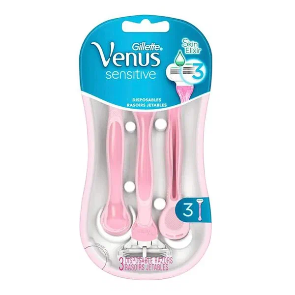 GILLETTE VENUS SENSITIVE THREE-BLADED DISPOSABLE RAZORS 2+1 FREE