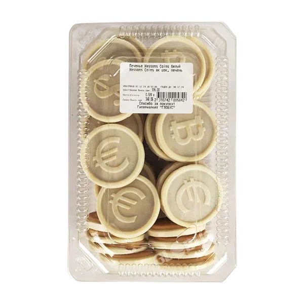 Печенье Hassons Coins белый шок. вес