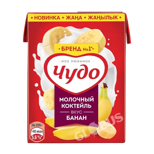 Коктейль Чудо мол. банан 2% 200г Бишкексут