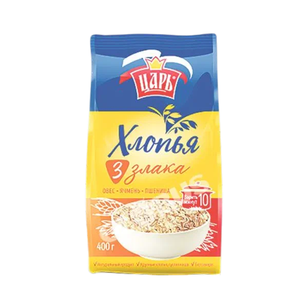 Хлопья Царь 3 злака 400г