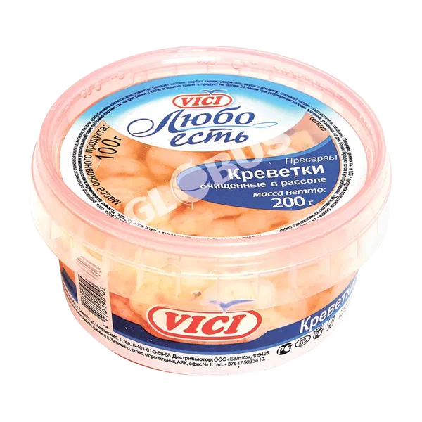 Креветки Vici Любо Есть в рассоле 200г п/б