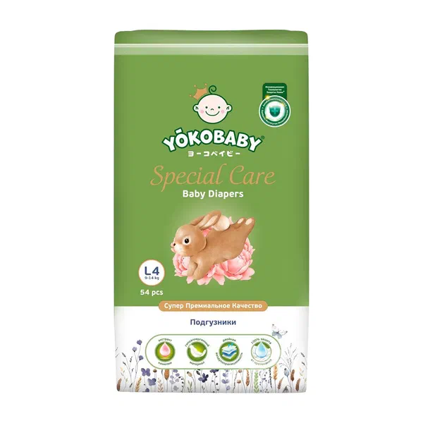 Подгузники детск Yokobaby Special Care L 54шт