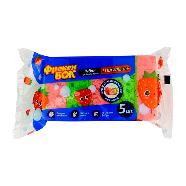 Губки д/посуды Фрекен бок Strawberry крупнопорист 5шт