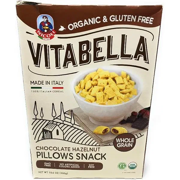 VITABELLA ORGANIC CHOCO HAZELNUT PILLOW CEREAL SNACK 300G