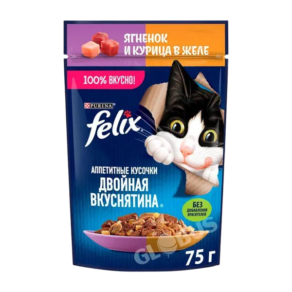 Корм д/кошек Felix Двойная вкуснятина ягненок/курица 75г