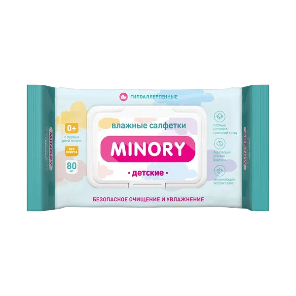 Салфетки влажн Minory детск 80шт
