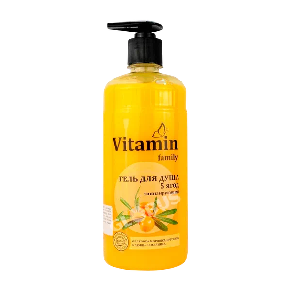 Гель д/душа Vitamin family 5 ягод тонизир 650мл