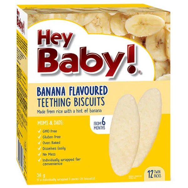 HEY BABY ORGANIC BANANA INFUSED TEETHING BISCUITS 50G