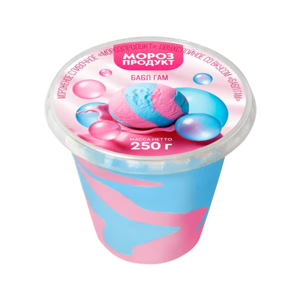 Мороженое Морозпродукт Двухслойное со вкусом Бабл Гам 250г