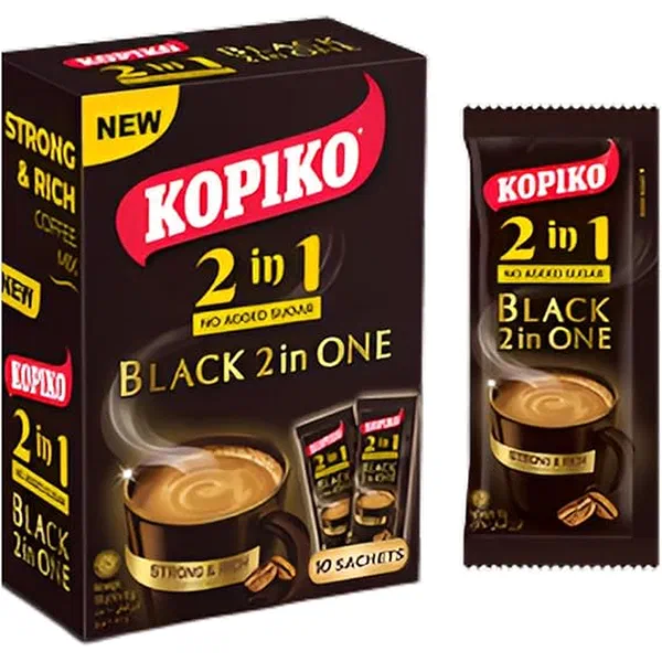KOPIKO 2-IN-1 BLACK INSTANT COFFEE AND SUGAR MIX 10G