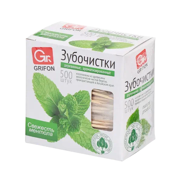 Зубочистки дерев Grifon с ментолом 500шт