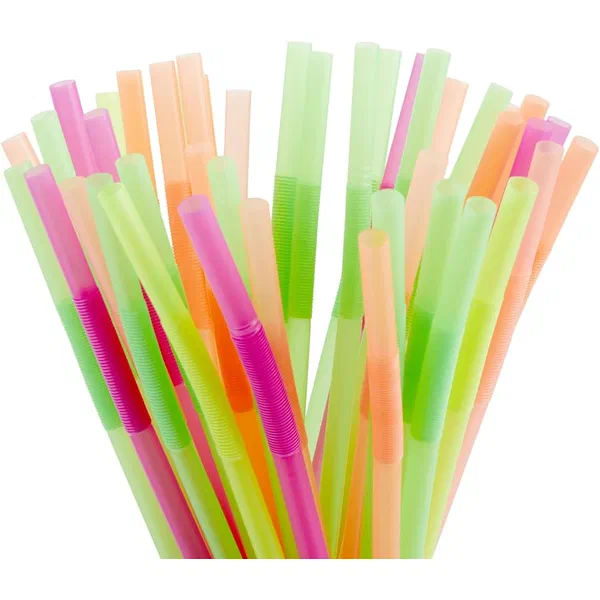 BINDAWOOD TRADITIONAL FLEXIBLE PLASTIC DRINKING STRAWS 100-PIECE