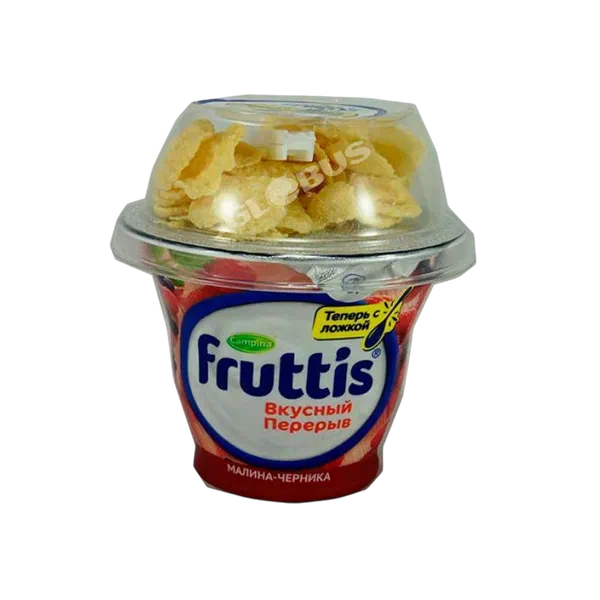 Йогурт Fruttis Вкусн.перерыв Малина/черн 165г+15г 2,6% GL