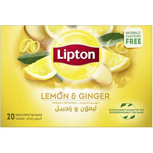 LIPTON LEMON AND GINGER ENERGIZING HERBAL INFUSION 20TB