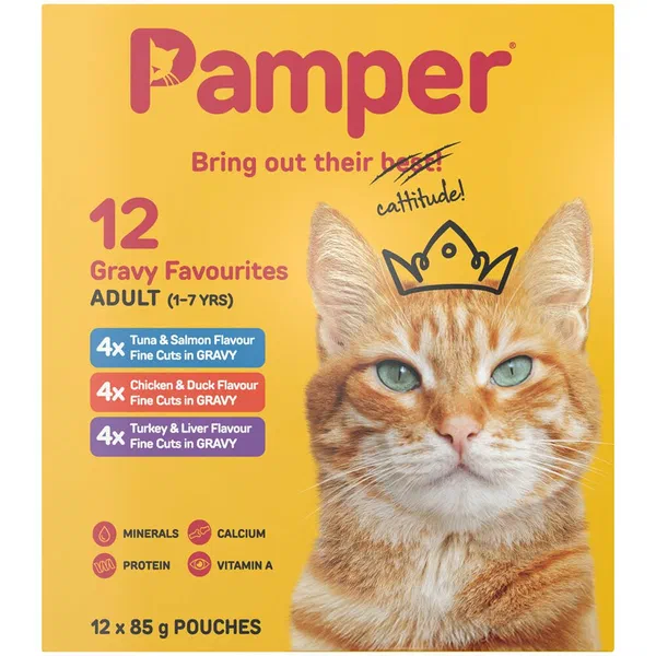 Pamper Gravy Multi Pack Cat Food 12x85g Box
