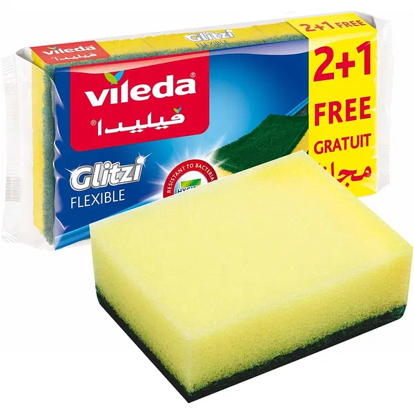 VILEDA GLITZI TIPTOP HIGH-PERFORMANCE SCOURING SPONGES 2+1