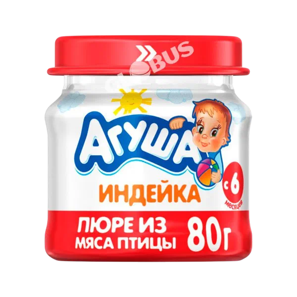 Пюре дет. Агуша мясн.индейка 5,5% с 6мес. 80г ст/б ВБД