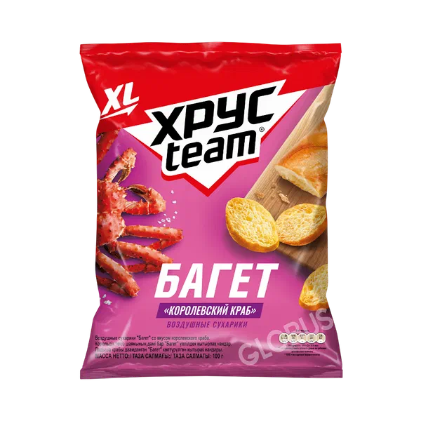 Сухари Хрусteam Багет Королевский краб 100г п/п Фрито Лей Россия 16