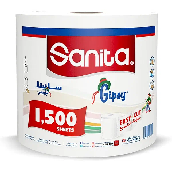 SANITA GIPSY MAXI PAPER ROLL HIGH-ABSORBENCY 1500-SHEET