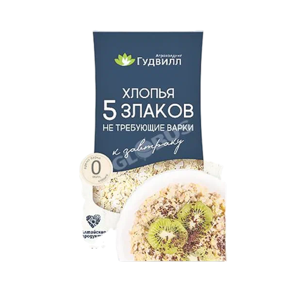 Хлопья Гудвилл 5 злаков не треб/варки кор 400г