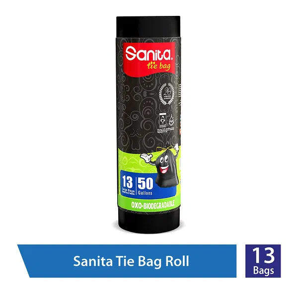 SANITA PREMIUM TIE TRASH BAGS 50-GALLON LARGE 25-PIECE PACK