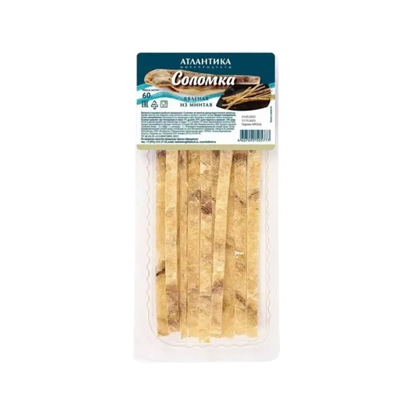 Рыба Атлантика вяленая из минтая соломка 60гр Россия
