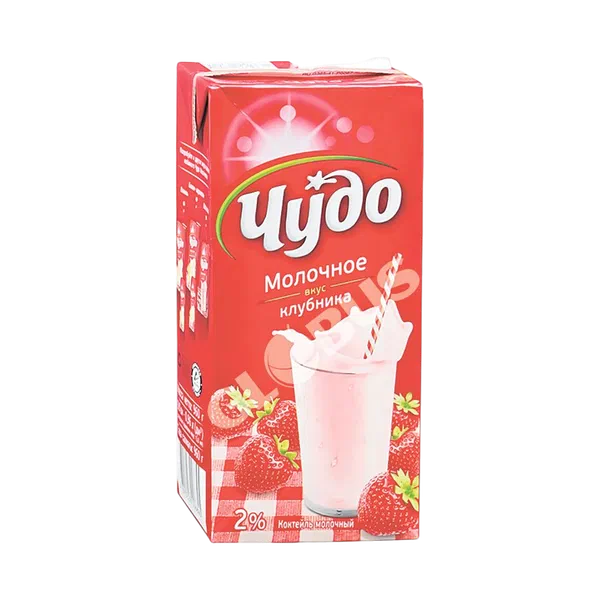 Молоко Чудо клубника 2% 950г Бишкексут