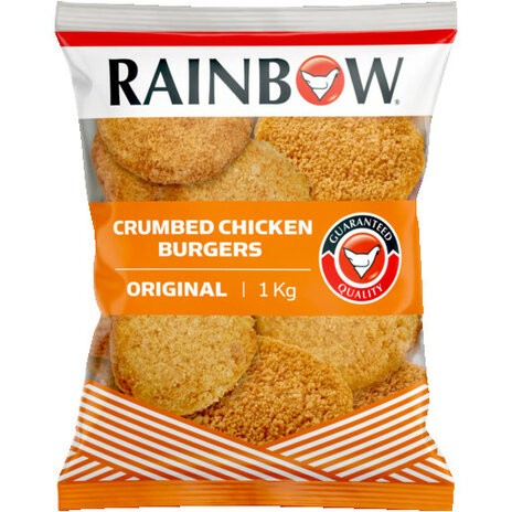 Rainbow Frozen Original Crumbed Chicken Burgers 1kg