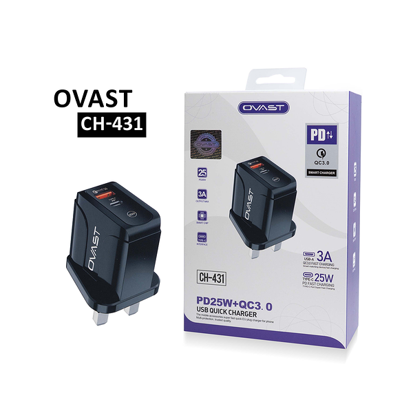 Ovast Dual Port Wall Charger38W Ch431