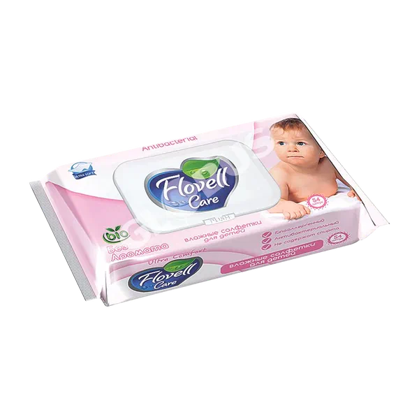 Салфетки влажн Flovell Bio детск 54шт
