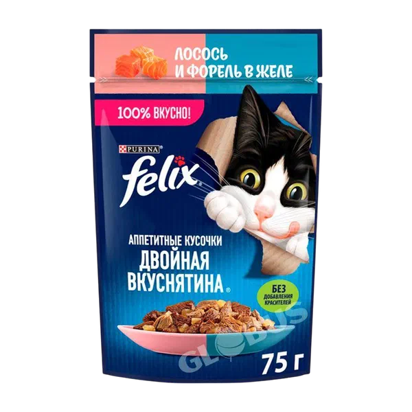Корм д/кошек Felix Двойная вкуснятина лосось/форель 75г