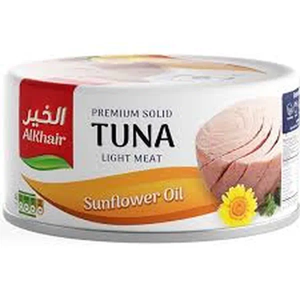 AL KHAIR LIGHT MEAT TUNA IN PURE SUNFLOWER OIL 185G