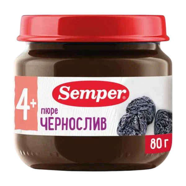 Пюре дет. Semper Чернослив 80гр ст/б