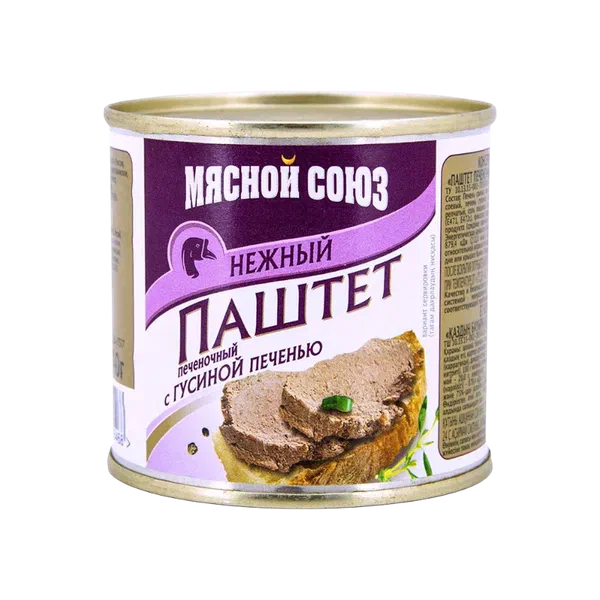 Паштет Мясной Союз Нежный из гусин. печени /ключ/ 240г ж/б