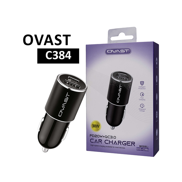 Ovast Car Charger With Usb Port And Pd Port C384