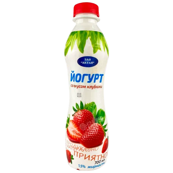 Йогурт питьевой Актан клубника 1,5% 0,7л п/б