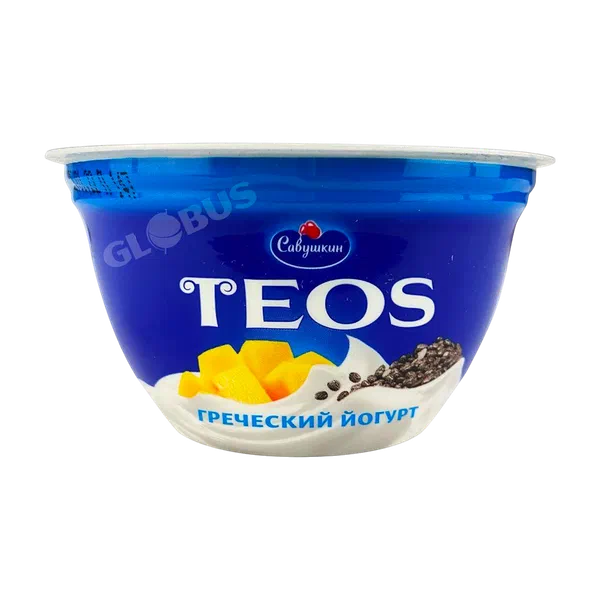 Йогурт Савушкин Teos Греческий манго/чиа 2% 140г п/ст РЦ