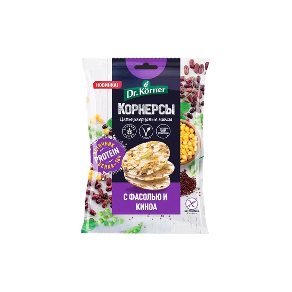 Чипсы Dr.Korner кукурузно-рисовые протеин. с фасоль/киноа 50г