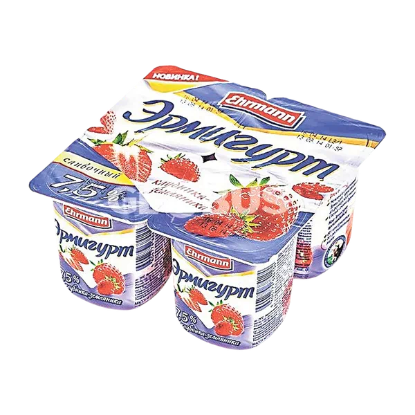Йогурт Эрмигурт клубника/земляника 7,5% 115г Erhmann