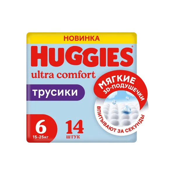 Трусики детск Huggies 6 д/мал 14шт