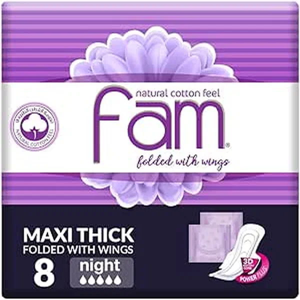 FAM NIGHT MAXIMUM PROTECTION WINGS SANITARY PADS 8-COUNT