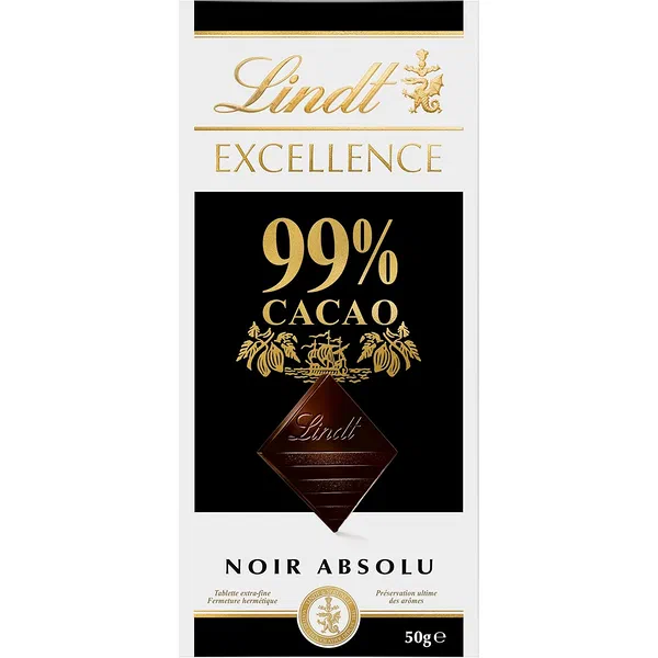 LINDT EXCELLENCE 99% COCOA 50G - 99% COCOA EXCELLENCE DARK TABLET