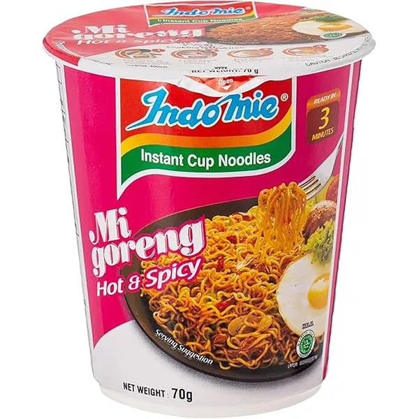 INDOMIE HOT AND SPICY FLAVOR 12-PACK BULK CUP SET 12X70G